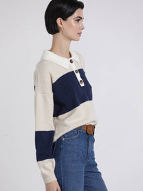 Polo in maglia a maniche lunghe a righe
