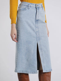 Gonna midi in denim chiaro Ganga