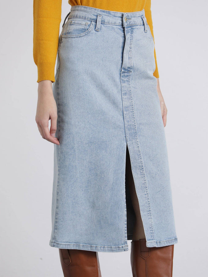 Gonna midi in denim chiaro Ganga