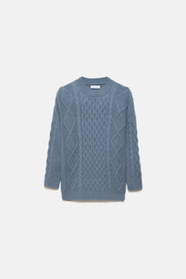 Maglione in maglia strutturata con trecce