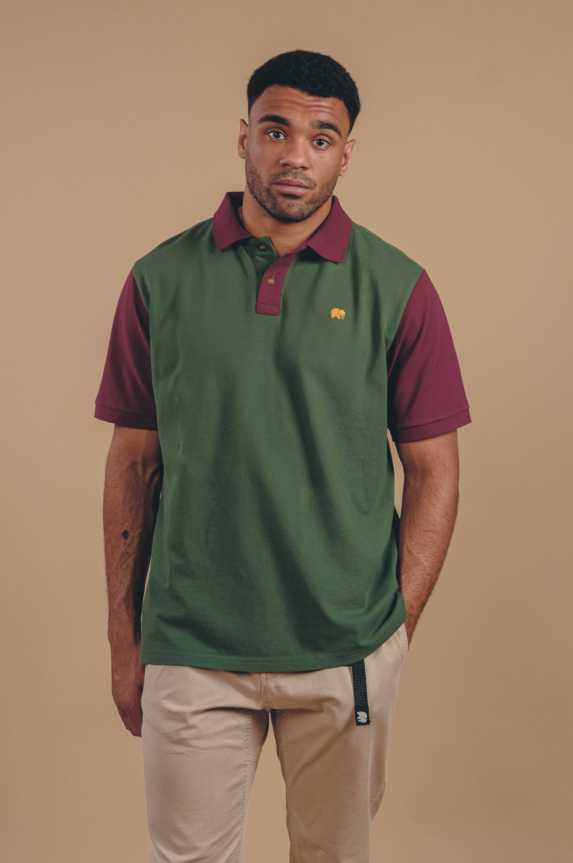 Polo color block in cotone biologico Greener Pastures