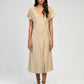 Abito midi beige Mikima in rayon con scollo a V