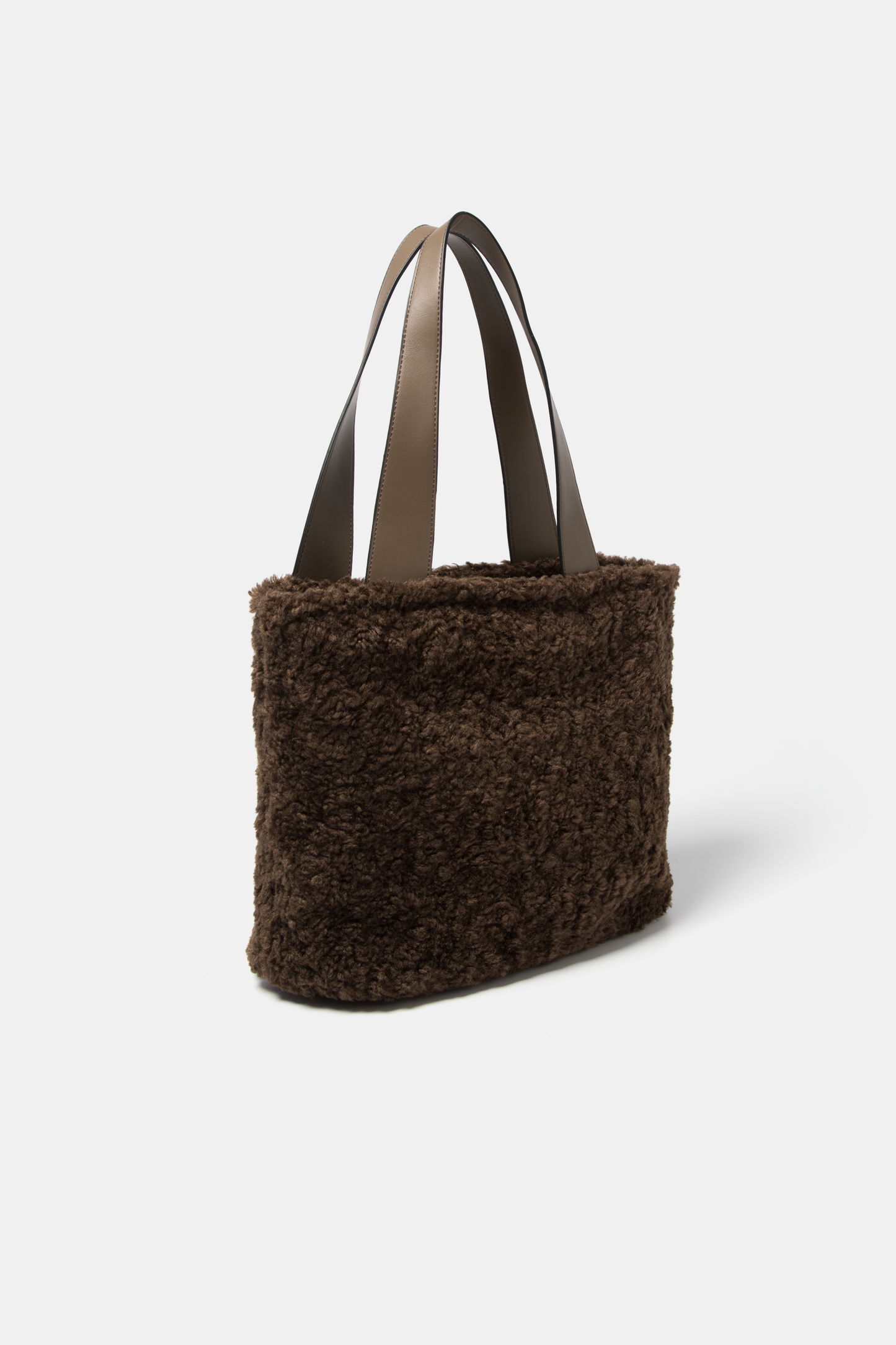 Borsa tote in pelliccia sintetica con zip