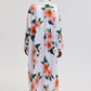 Kimono lungo con frange e stampa floreale