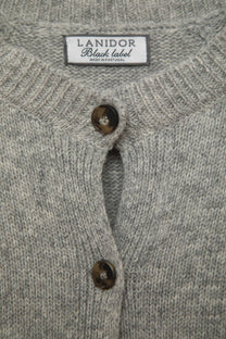 Cardigan in lana a maglia rasata con bottoni a contrasto