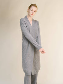 Cardigan lungo aperto in misto cashmere da donna