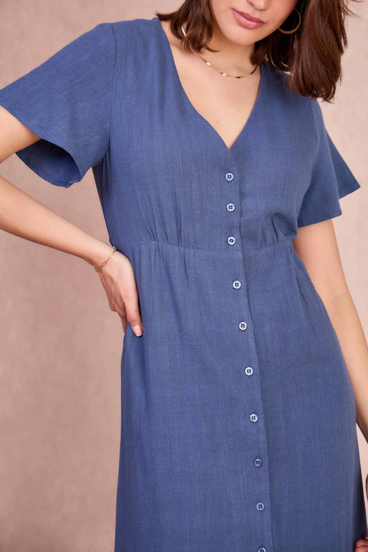 Abito lungo Donatella con bottoni e schiena scoperta