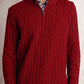 Maglione uomo a trecce con mezza zip