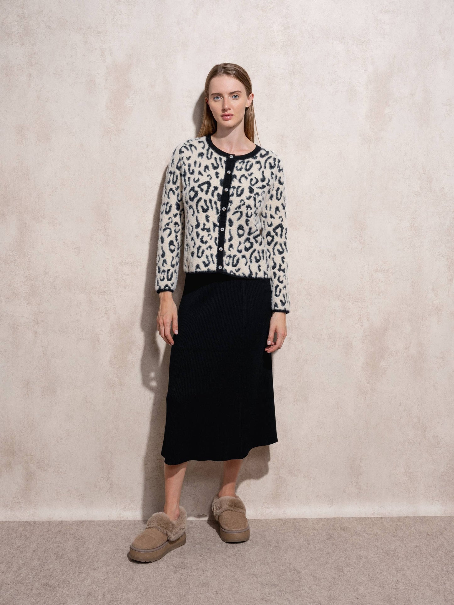 Cardigan in maglia animalier da donna