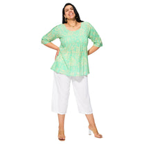 Camicetta estiva boho in voile di cotone con maniche a tre quarti