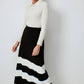 Gonna midi in maglia a righe colorblock con vita elasticizzata