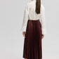 Gonna plissettata maxi a vita alta bordeaux