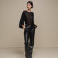 Blusa donna in chiffon nero