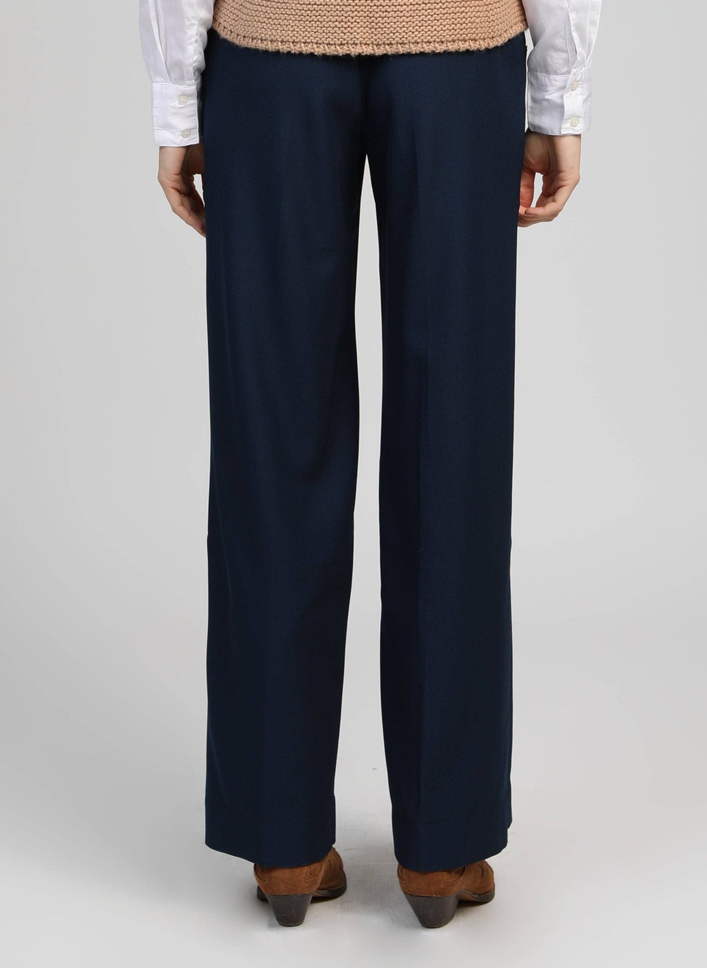 Pantaloni ampi vita alta blu navy Ponata