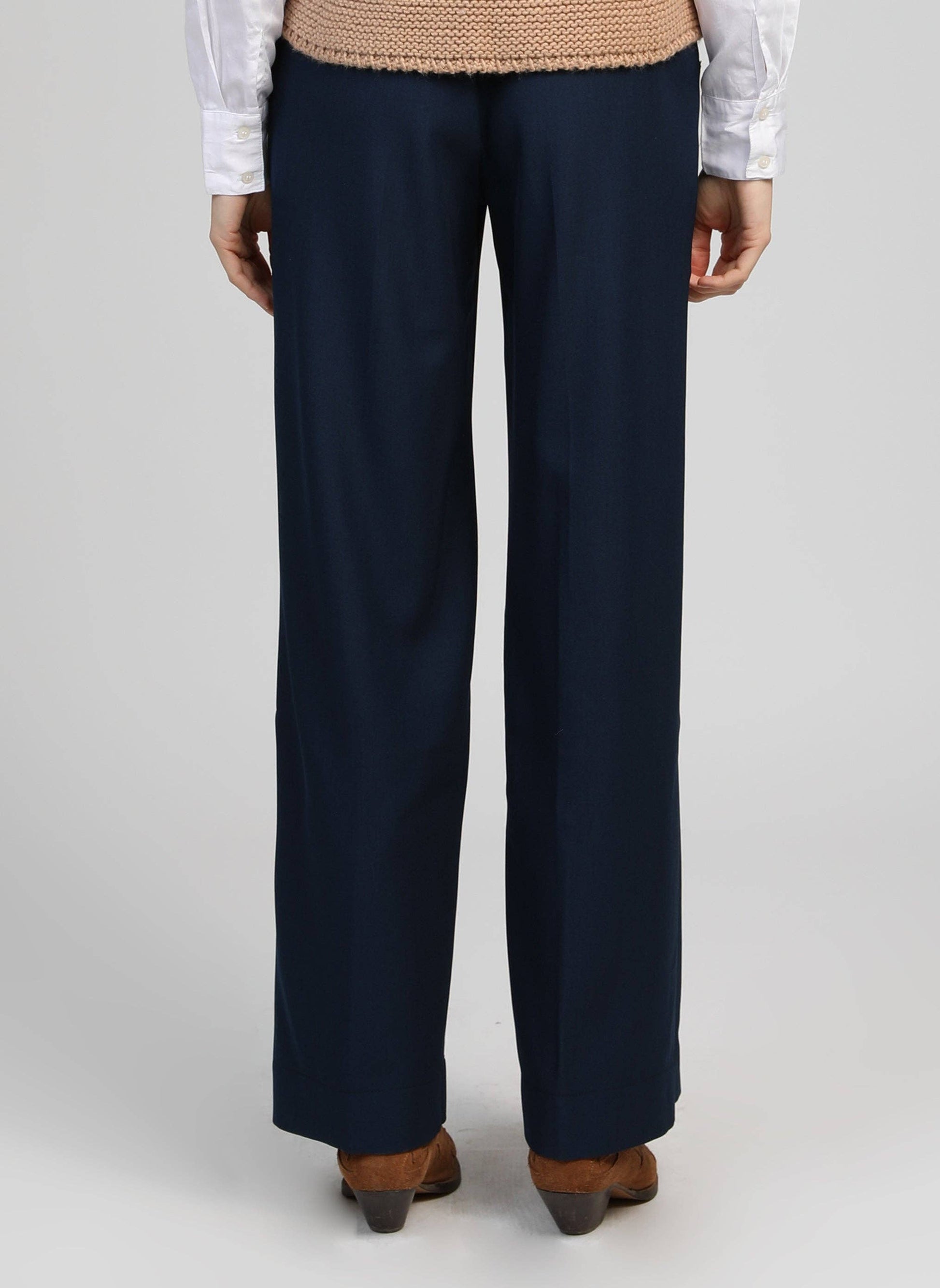 Pantaloni ampi vita alta blu navy Ponata