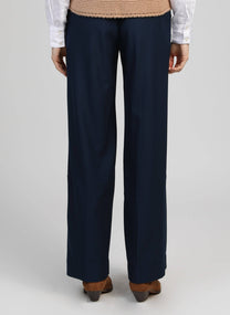 Pantaloni ampi vita alta blu navy Ponata