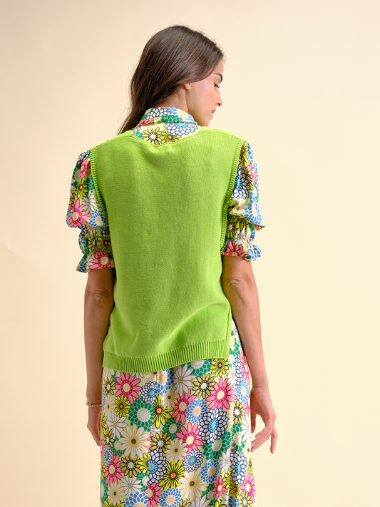 Gilet in maglia a trecce in cotone