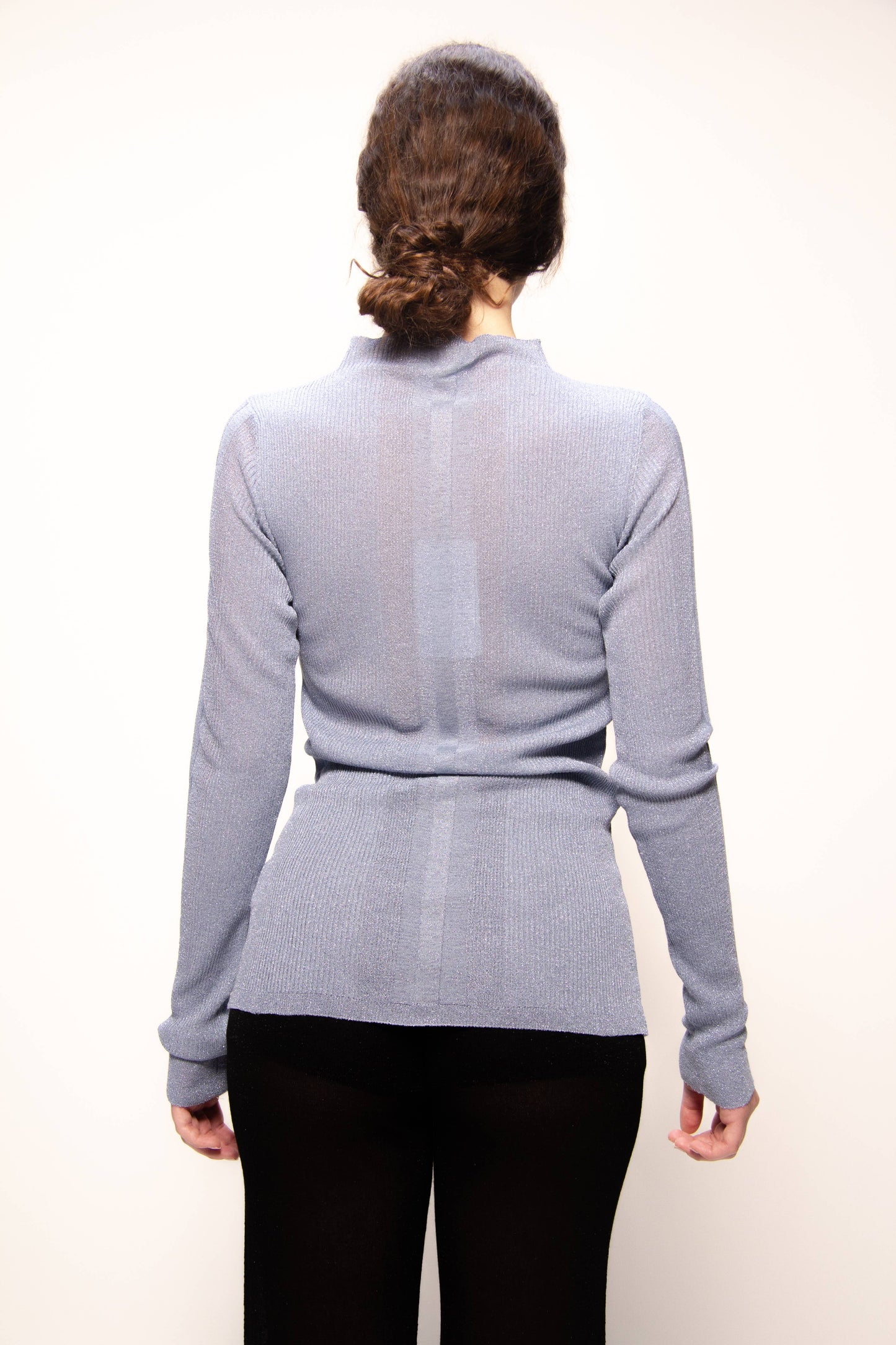 Maglia a coste glitter girocollo