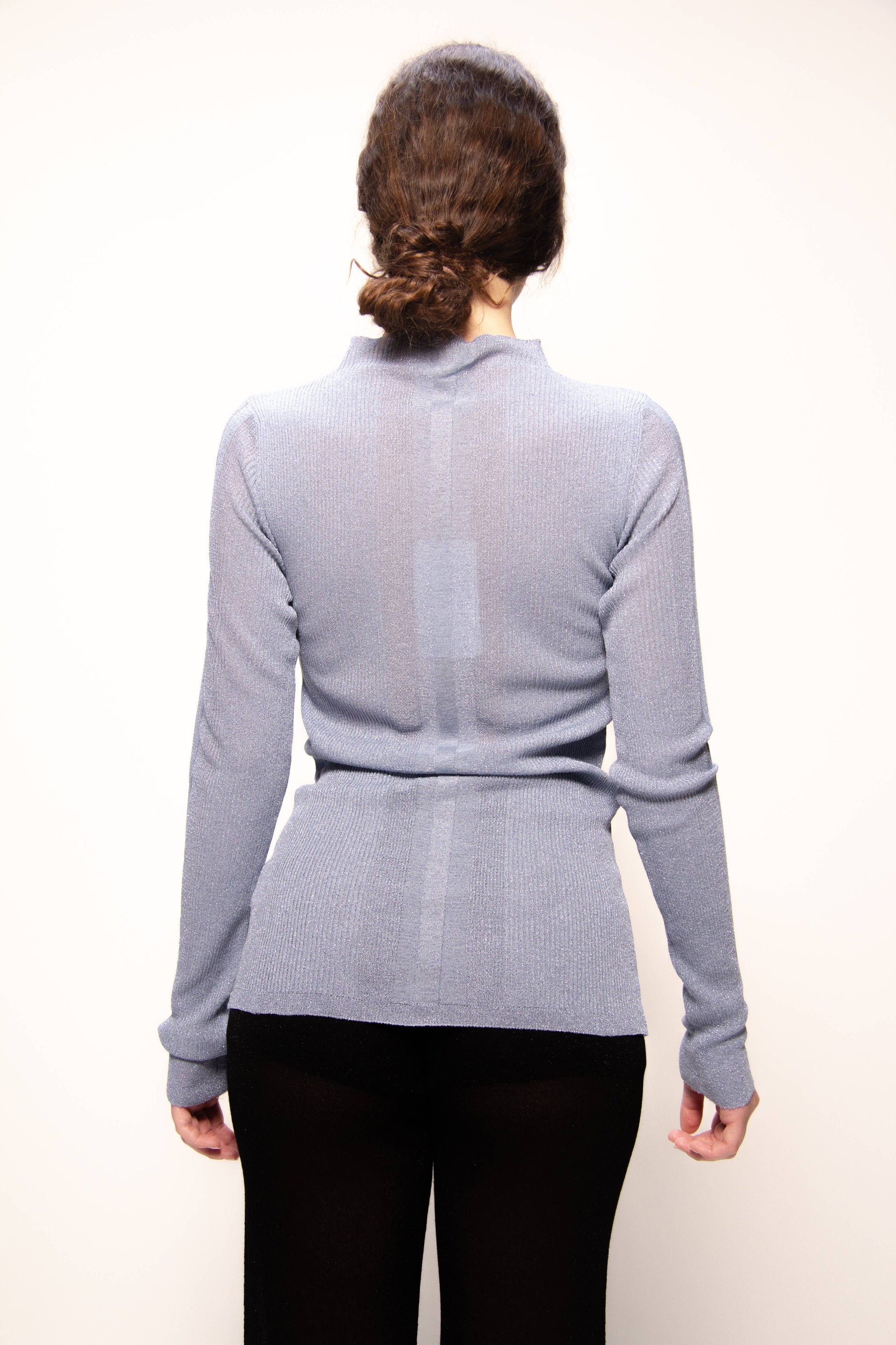 Maglia a coste glitter girocollo