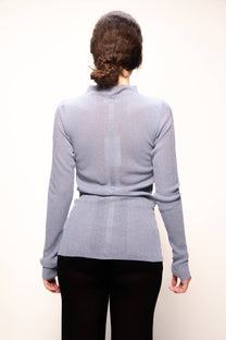 Maglia a coste glitter girocollo
