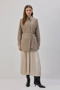 Camicia in popeline con cintura