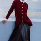 Cardigan lungo bordeaux con bottoni dorati