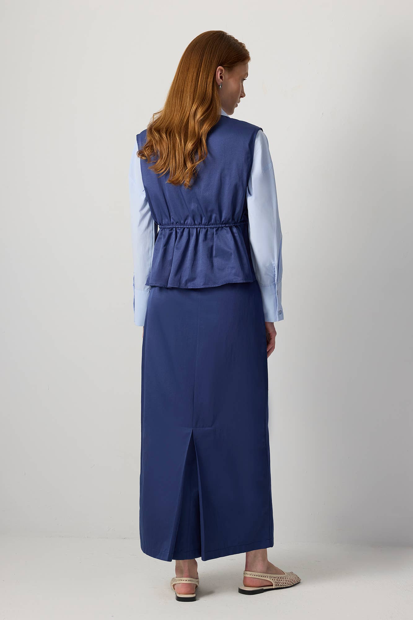 Gilet utility con coulisse in vita in misto cotone