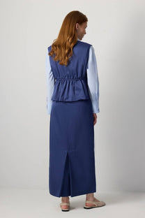 Gilet utility con coulisse in vita in misto cotone
