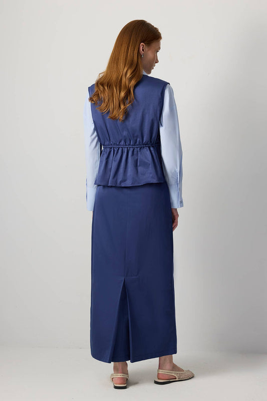 Gilet utility con coulisse in vita in misto cotone