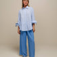 Blusa a righe con volant rinforzati