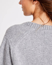 Maglione in lana d’agnello biologica a maniche corte grigio mélange