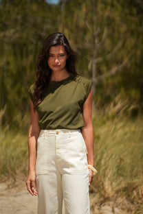 Pantaloni in tela a vita alta
