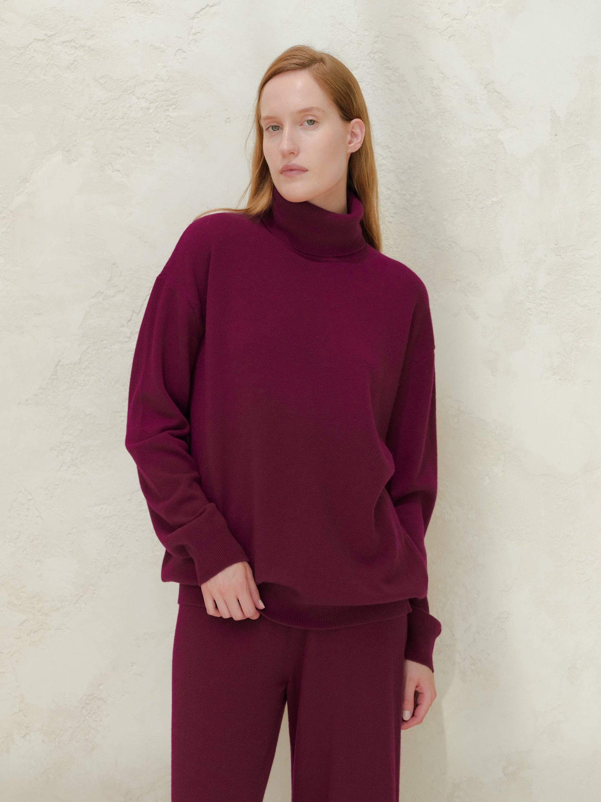 Maglione dolcevita classico in misto cashmere