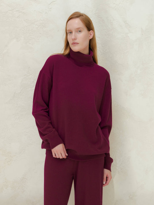 Maglione dolcevita classico in misto cashmere