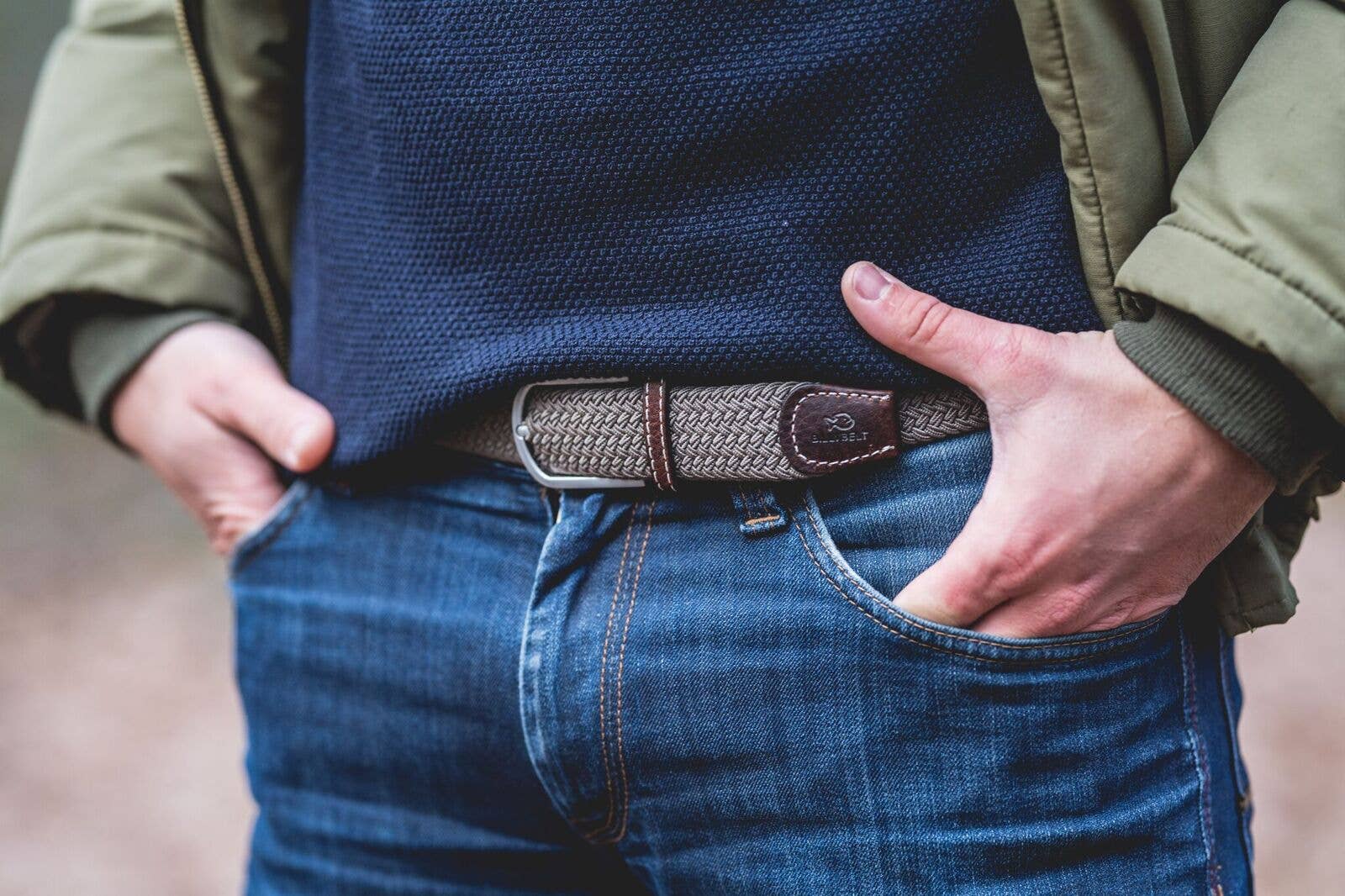 Cintura intrecciata elasticizzata beige taupe