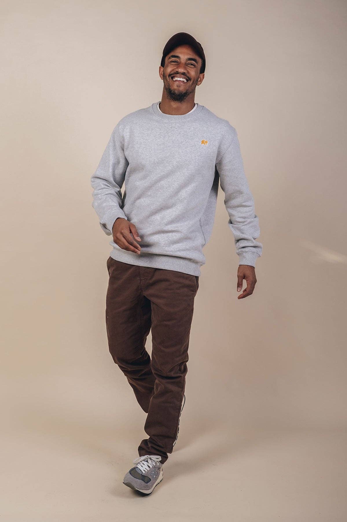 Maglione essenziale in cotone organico grigio mélange