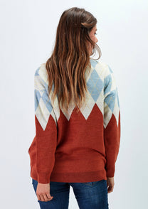Maglione jacquard a rombi multicolor