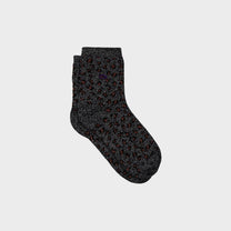 Calze leopardate glitter nero e argento in cotone pettinato