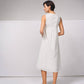 Abito midi a trapezio in cotone con scollo a V