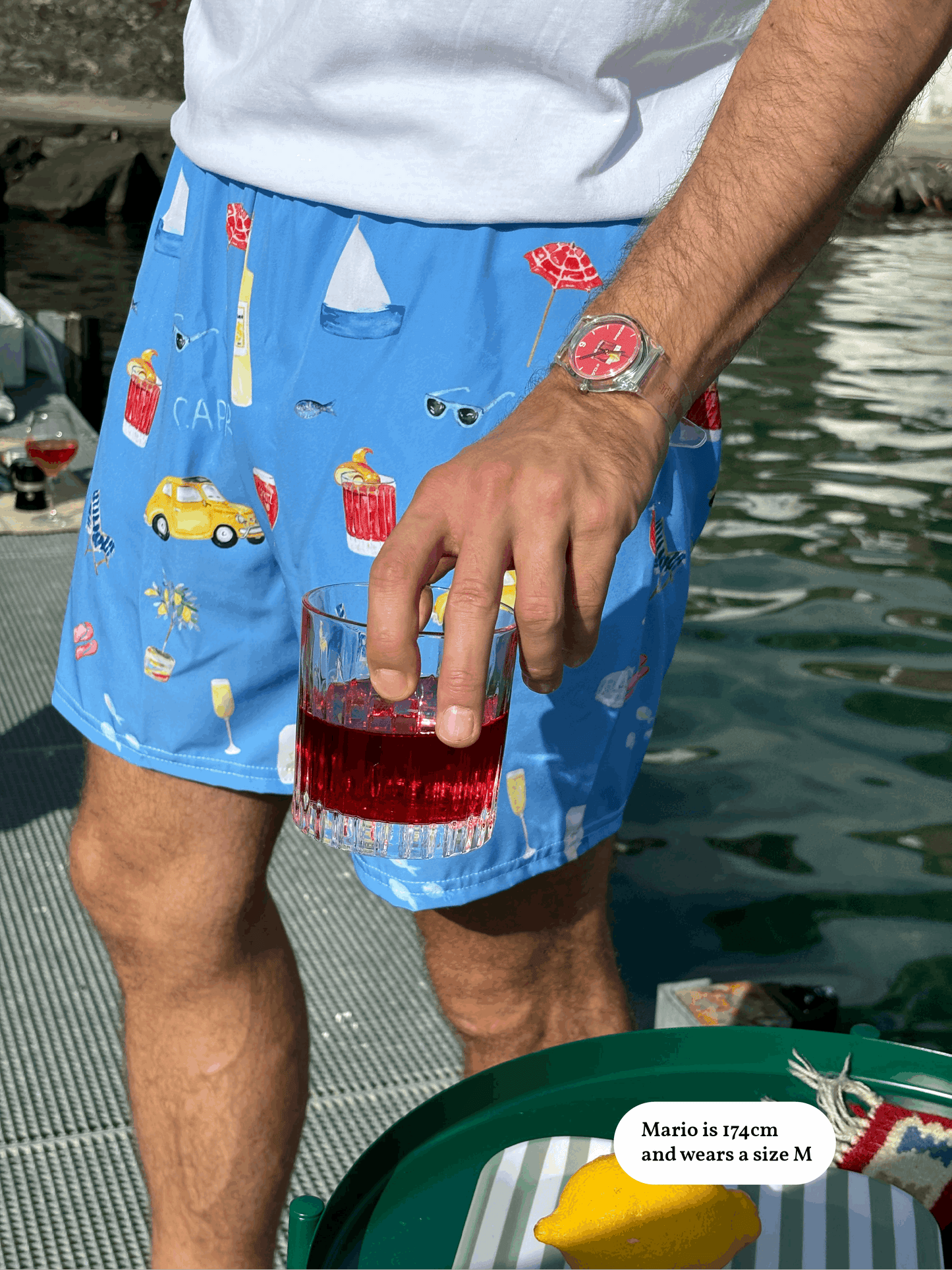 Pantaloncini da piscina Capri con stampa estiva