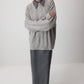 Maglione girocollo in maglia a trecce grigio