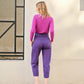 Pantaloni slouchy in cotone stretch a vita alta