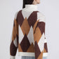 Cardigan corto effetto pelliccia jacquard a rombi