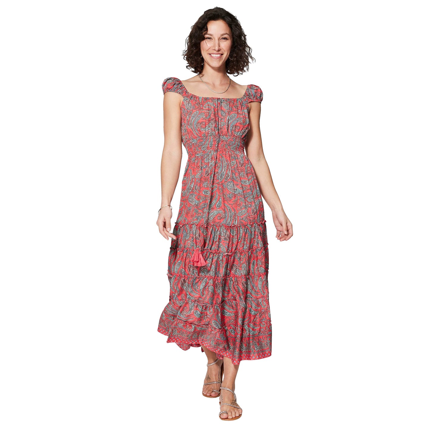 Abito lungo estivo boho con stampa paisley
