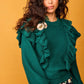 Maglione verde nido d’ape con volant