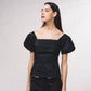 Blusa con scollo quadrato e maniche a sbuffo