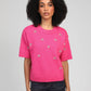 Maglione Nelida rosa caramella con strass e perle