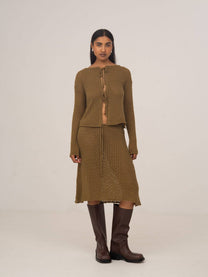 Gonna midi in maglia Exile verde oliva