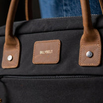 Borsa porta laptop nera in cotone cerato