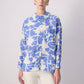 Camicia in viscosa con stampa astratta blu